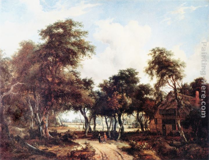 Landscape with Woods and Cottage painting - Meindert Hobbema Landscape with Woods and Cottage art painting